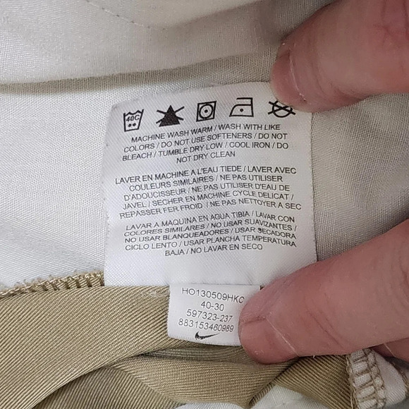 Nike Dri-Fit Golf Pants Men's 40x30 Tan Khaki Straight Leg 40 X 30 - Picture 10 of 11